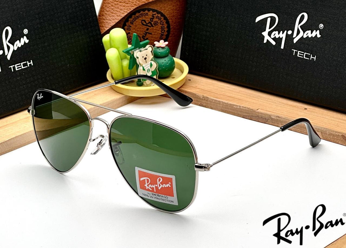 RB Aviator Classic Silver G-15 UV-400 Sunglasses
