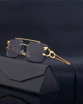 New Stylish Rimless Panther face Luxurious Gold Black UV-400 Unisex Fashion Sunglasses (Copy)
