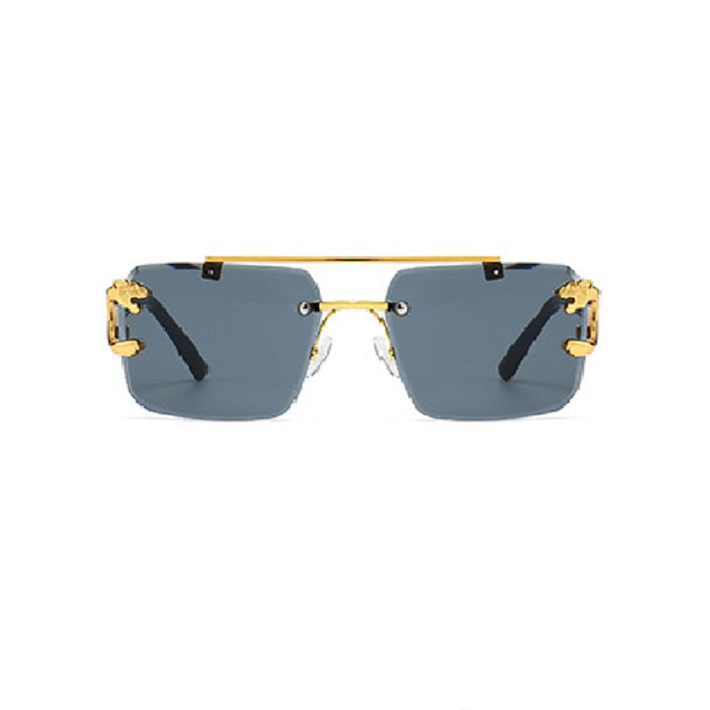 New Stylish Rimless Panther face Luxurious Gold Black UV-400 Unisex Fashion Sunglasses (Copy)